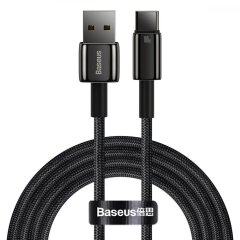 Кабель Baseus Tungsten Gold USB to Type-C (100W, 2m) CAWJ000101 - Black