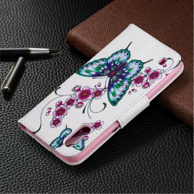 Чехол-книжка Deexe Color Wallet для Samsung Galaxy A01 (A015) - Butterfly and Flowers