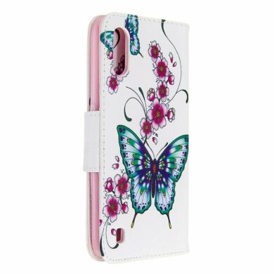Чехол-книжка Deexe Color Wallet для Samsung Galaxy A01 (A015) - Butterfly and Flowers