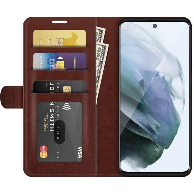 Чехол-книжка Deexe Wallet Style для Samsung Galaxy S21 FE (G990) - Brown