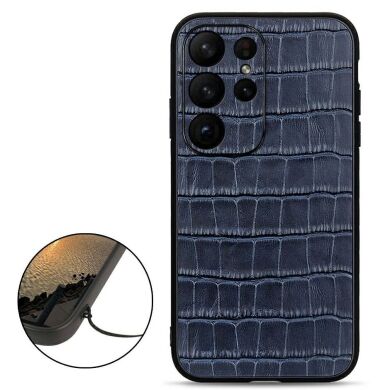 Кожаный чехол UniCase Croco Skin для Samsung Galaxy S23 Ultra - Blue