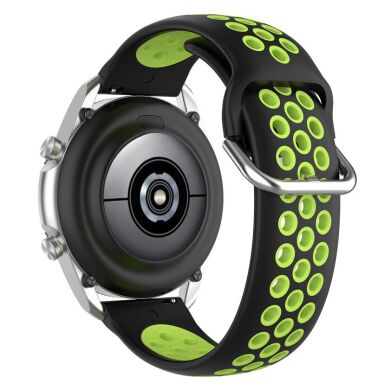 Ремешок Deexe Dual Color для Samsung Galaxy Watch 3 (45mm) - Black / Fluorescent Green