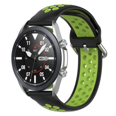 Ремешок Deexe Dual Color для Samsung Galaxy Watch 3 (45mm) - Black / Fluorescent Green