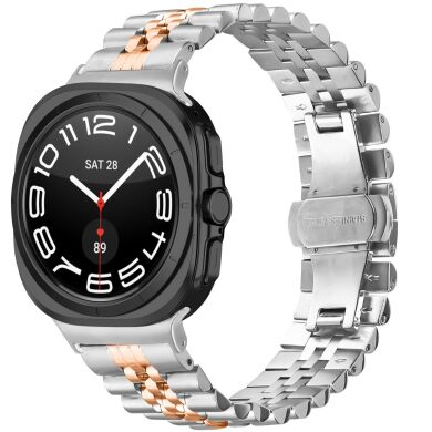 Ремешок Deexe Stainless Steel QuickFit для Samsung Galaxy Watch 8 (40/44mm) / 8 Classic / Ultra (2025) - Silver / Rose Gold