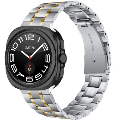 Ремінець Deexe Stainless Steel Strap для Samsung Galaxy Watch Ultra (2025) - Silver / Gold