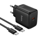 Сетевое зарядное устройство Hoco N83 PD40W (Type-C) + кабель Type-C to Type-C - Black. Фото 1 из 4