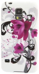 Силиконовая накладка Deexe Flower Pattern для Samsung S5 mini (G800) - Purple Flower