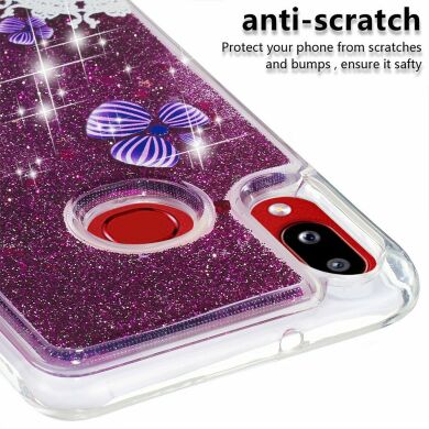 Силиконовая (TPU) накладка Deexe Fashion Glitter для Samsung Galaxy A10s (A107) - Purple/Butterfly and Flowers