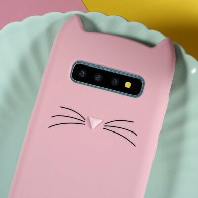 Силиконовый (TPU) чехол Deexe Cat 3D Series для Samsung Galaxy S10 Plus (G975) - Pink