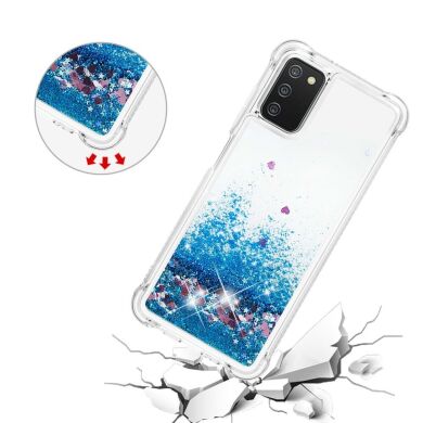 Силіконовий (TPU) чохол Deexe Liquid Glitter для Samsung Galaxy A03s (A037) - Blue Hearts