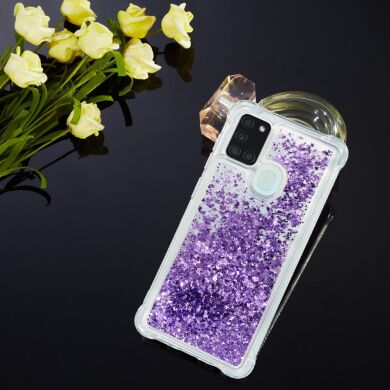 Силиконовый (TPU) чехол Deexe Liquid Glitter для Samsung Galaxy A21s (A217) - Purple