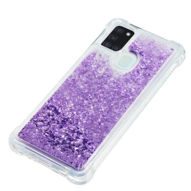 Силиконовый (TPU) чехол Deexe Liquid Glitter для Samsung Galaxy A21s (A217) - Purple
