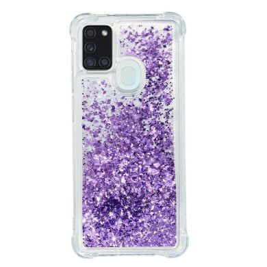 Силиконовый (TPU) чехол Deexe Liquid Glitter для Samsung Galaxy A21s (A217) - Purple