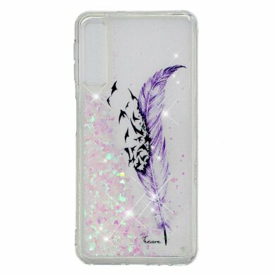 Силіконовий (TPU) чохол Deexe Liquid Glitter для Samsung Galaxy A70 (A705) - Purple Feather and Birds