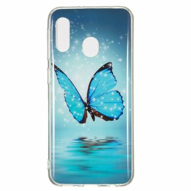 Силіконовий (TPU) чохол Deexe LumiCase для Samsung Galaxy A20e - Blue Butterflies