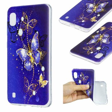 Силиконовый (TPU) чехол Deexe Pretty Glossy для Samsung Galaxy A10 (A105) - Blue Butterfly