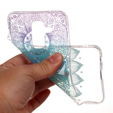 Силиконовый (TPU) чехол Deexe Pretty Glossy для Samsung Galaxy A6+ 2018 (A605) - Cyan and Purple Flower