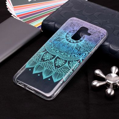 Силиконовый (TPU) чехол Deexe Pretty Glossy для Samsung Galaxy A6+ 2018 (A605) - Cyan and Purple Flower
