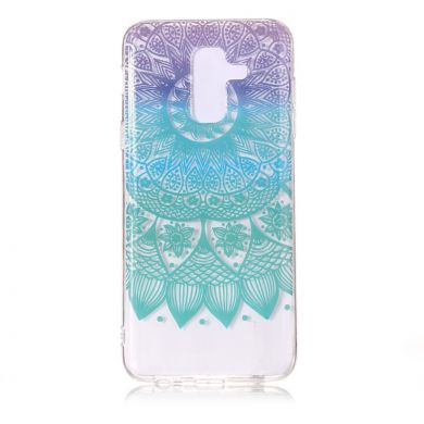 Силиконовый (TPU) чехол Deexe Pretty Glossy для Samsung Galaxy A6+ 2018 (A605) - Cyan and Purple Flower
