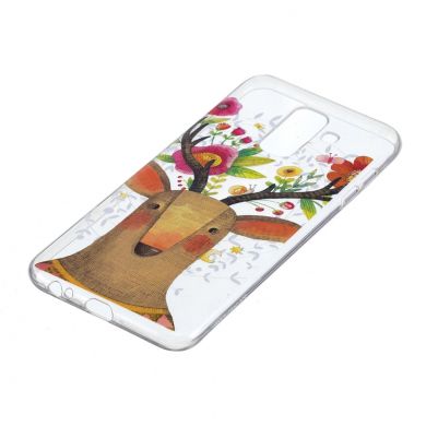 Силиконовый (TPU) чехол Deexe Pretty Glossy для Samsung Galaxy A6+ 2018 (A605) - Flowered Elk