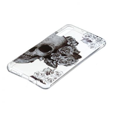 Силиконовый (TPU) чехол Deexe Pretty Glossy для Samsung Galaxy A7 2018 (A750) - Skull and Flowers