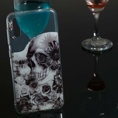Силіконовий (TPU) чохол Deexe Pretty Glossy для Samsung Galaxy M10 (M105) - Skull and Flower