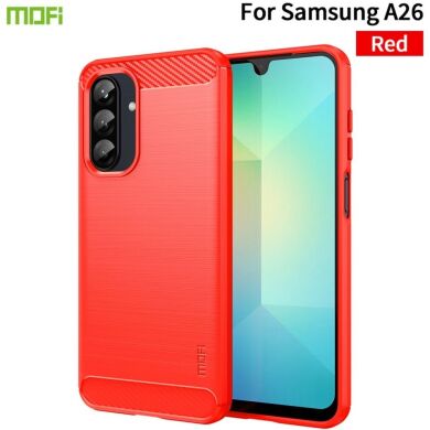 Силиконовый (TPU) чехол MOFI Carbon Fiber для Samsung Galaxy A26 (A266) - Red