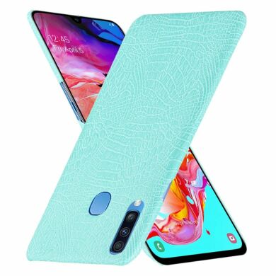 Захисний чохол Deexe Croco Style для Samsung Galaxy A20s (A207) - Cyan
