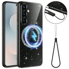 Захисний чохол Deexe Glitter Case with MagSafe для Samsung Galaxy S25 FE (S731) - Black