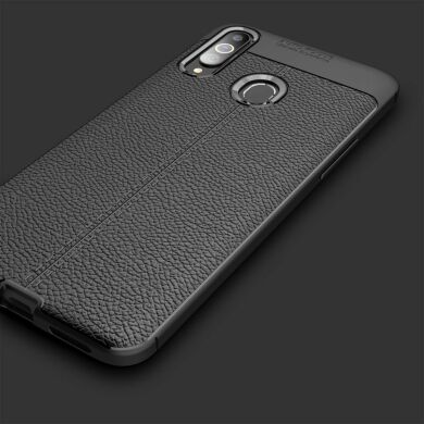 Защитный чехол Deexe Leather Cover для Samsung Galaxy A20s (A207) - Black