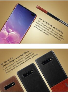 Защитный чехол IMAK Leather Series для Samsung Galaxy S10 Plus (G975) - Black / Brown