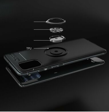 Захисний чохол UniCase Magnetic Ring для Samsung Galaxy A51 (А515) - Black / Silver