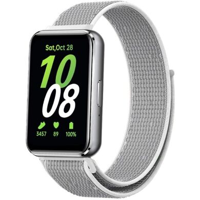 Ремешок Deexe Nylon Loop для Samsung Galaxy Fit 3 - Grey / White