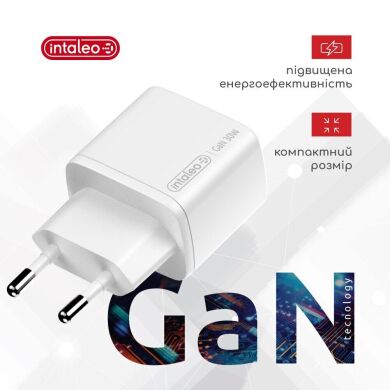 Сетевое зарядное устройство Intaleo TCG30GAN 30W GaN Charger - White