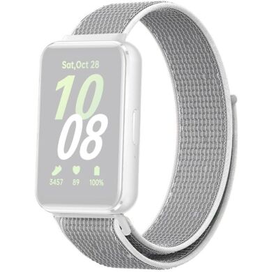 Ремешок Deexe Nylon Loop для Samsung Galaxy Fit 3 - Grey / White