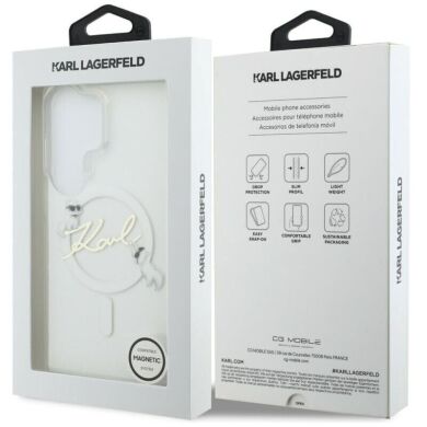 Защитный чехол Karl Lagerfeld IML Choupettes Karl Script Logo MagSafe для Samsung Galaxy S26 Ultra (KLHMS26L5HKSCAH) - Clear