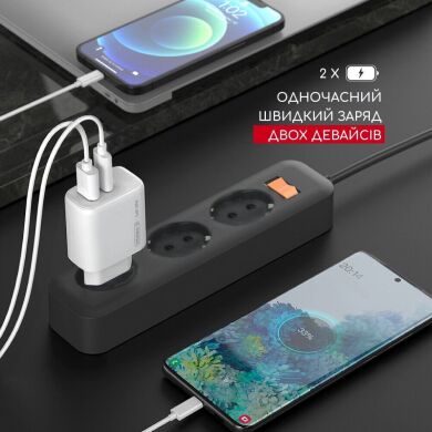 Мережевий зарядний пристрій Intaleo TCG30GAN 30W GaN Charger - White