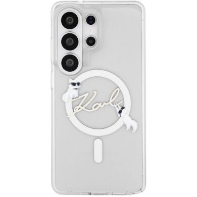 Защитный чехол Karl Lagerfeld IML Choupettes Karl Script Logo MagSafe для Samsung Galaxy S26 Ultra (KLHMS26L5HKSCAH) - Clear
