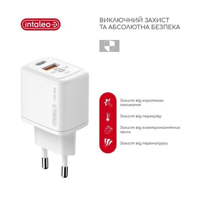 Мережевий зарядний пристрій Intaleo TCG30GAN 30W GaN Charger - White