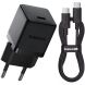 Сетевое зарядное устройство Baseus Palm 1C (20W) + кабель Type-C to Type-C (P10111602113-01) - Black. Фото 1 из 14