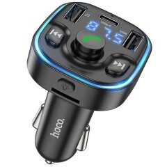 FM модулятор Hoco DE5 PD20W + QC3.0 (2USB + Type-C) - Black