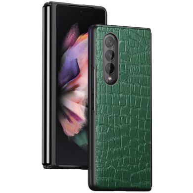 Защитный чехол Deexe Crocodile Cover для Samsung Galaxy Fold 4 - Green