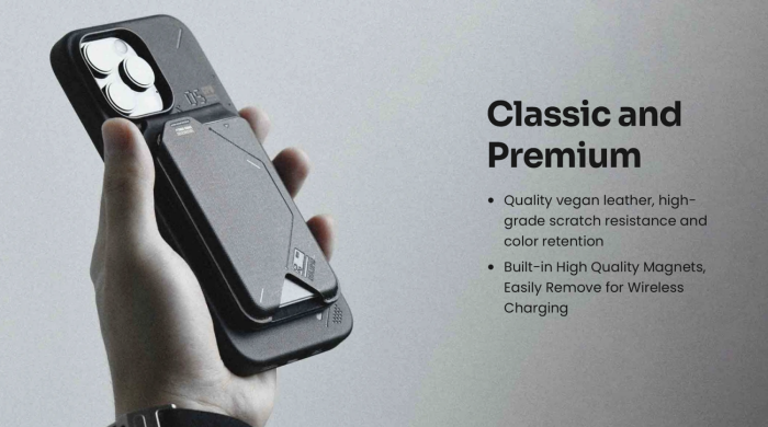 Кардхолдер AULUMU G02 Magnetic Flip Wallet & Stand - Black
