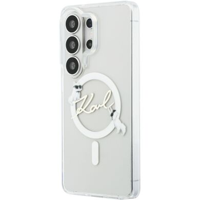 Защитный чехол Karl Lagerfeld IML Choupettes Karl Script Logo MagSafe для Samsung Galaxy S26 Ultra (KLHMS26L5HKSCAH) - Clear