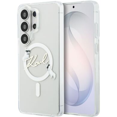 Защитный чехол Karl Lagerfeld IML Choupettes Karl Script Logo MagSafe для Samsung Galaxy S26 Ultra (KLHMS26L5HKSCAH) - Clear