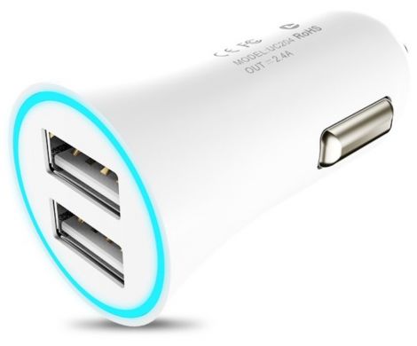 Автомобильное зарядное устройство HOCO UC204 2.4A Dual USB - White