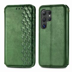 Чехол Deexe Rhombus Wallet для Samsung Galaxy S26 Ultra (S948) - Green