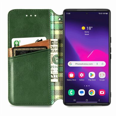 Чехол Deexe Rhombus Wallet для Samsung Galaxy S26 Ultra (S948) - Green