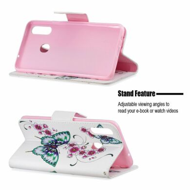 Чехол-книжка Deexe Color Wallet для Samsung Galaxy A20s (A207) - Green Butterflies and Flowers