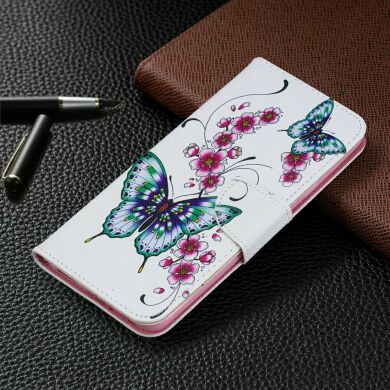 Чехол-книжка Deexe Color Wallet для Samsung Galaxy A20s (A207) - Green Butterflies and Flowers
